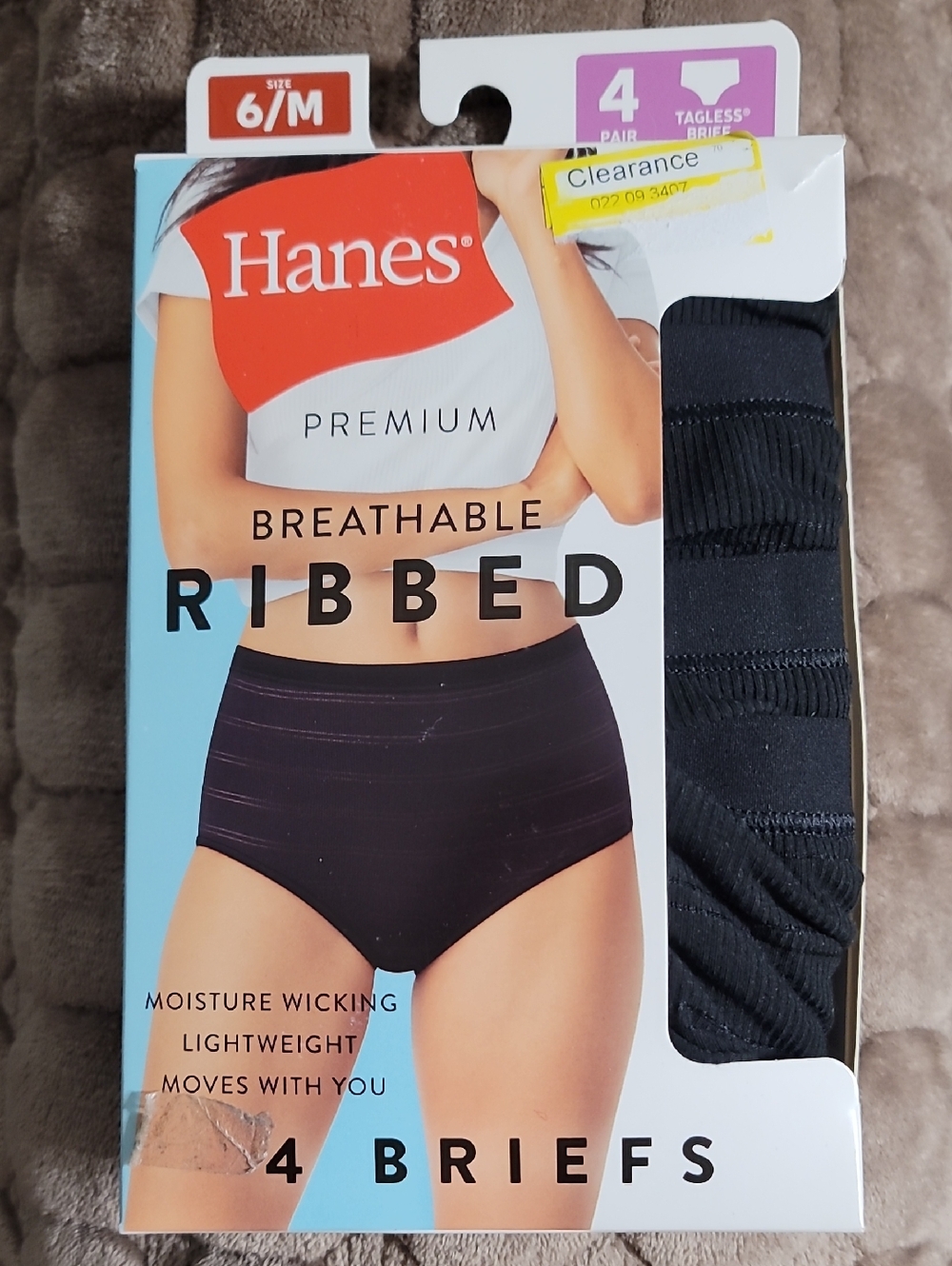 Hanes Black Breathable Ribbed Briefs - 4 Pack